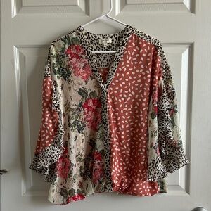 Umgee Multicolor Floral and Animal Print Blouse